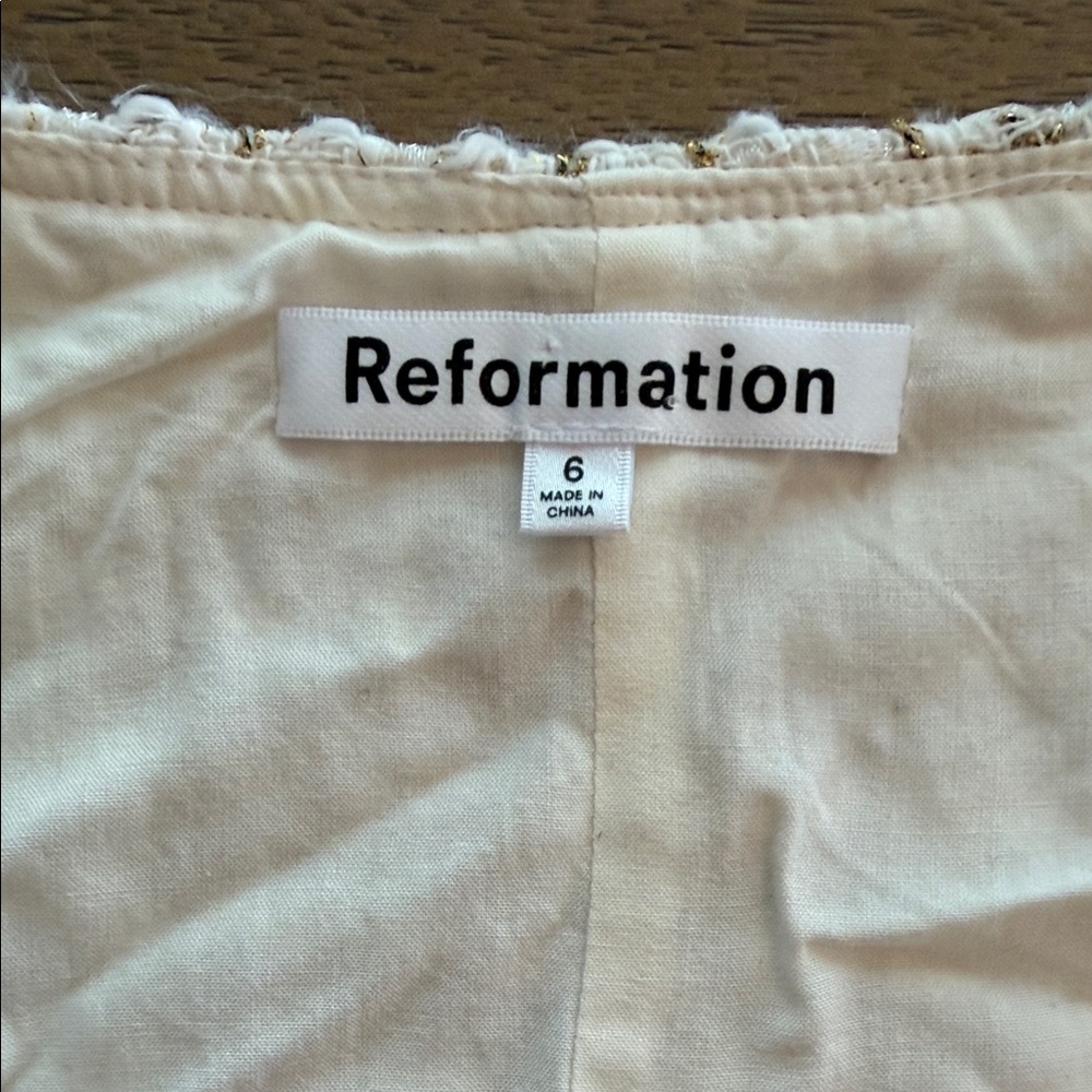 Reformation Cream Tweed Button-Front Mini Dress (6) - Picture 2 of 6